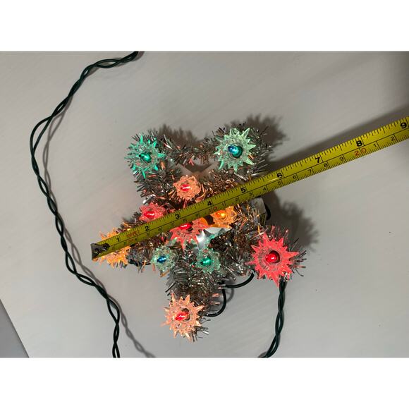 Vintage Silver Garland Small Star 11 Light Christmas Tree Topper - Picture 5 of 6